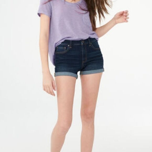 𝅺AERO Aeropostale Flex Effects High Rise Denim Midi Shorts 10 NWT - Picture 1 of 8